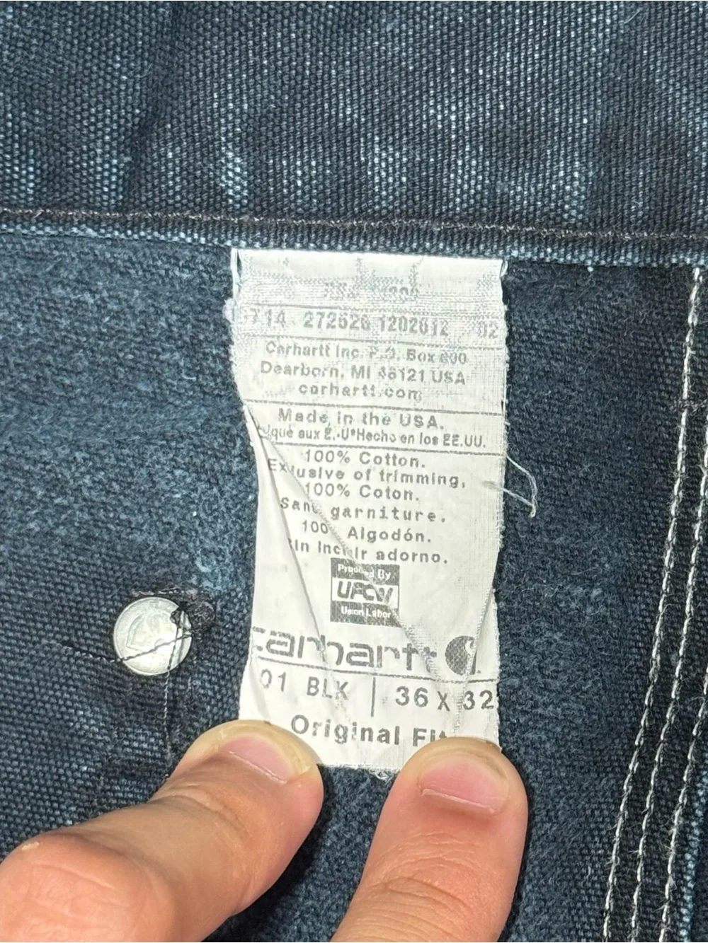 Vintage Carhartt B01 BLK Double Knee Carpenter Pants - 36x32 Distressed & Faded